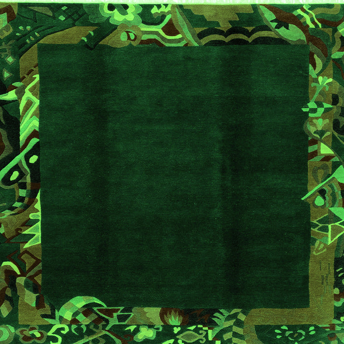 Square Abstract Green Modern Rug, abs1882grn