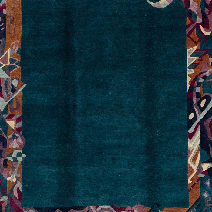 Machine Washable Abstract Dark Slate Gray Green Rug, wshabs1882