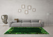 Machine Washable Abstract Green Modern Area Rugs in a Living Room,, wshabs1882grn