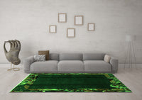 Machine Washable Abstract Green Modern Rug, wshabs1882grn