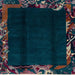 Square Machine Washable Abstract Dark Slate Gray Green Rug, wshabs1882