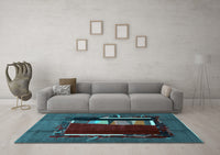 Machine Washable Abstract Light Blue Modern Rug, wshabs1883lblu