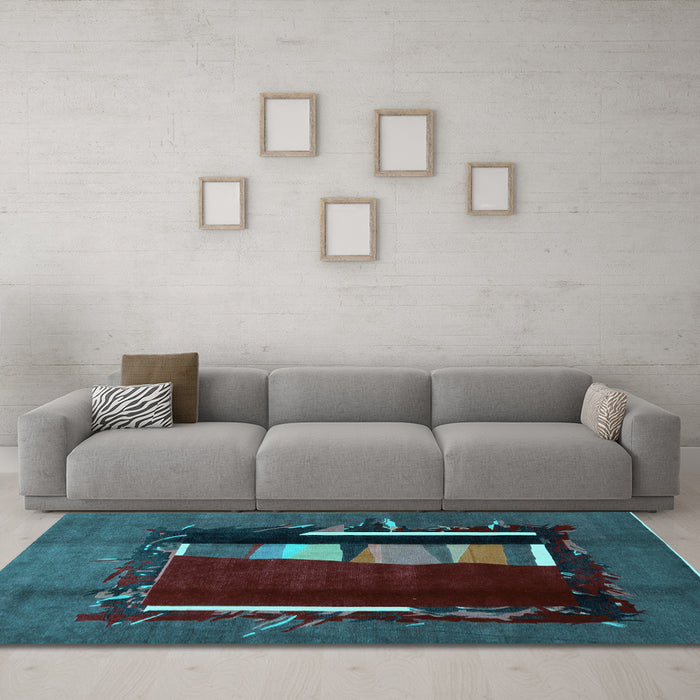 Machine Washable Abstract Light Blue Modern Rug in a Living Room, wshabs1883lblu