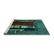 Sideview of Machine Washable Abstract Turquoise Modern Area Rugs, wshabs1883turq