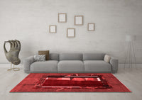 Machine Washable Abstract Red Modern Rug, wshabs1883red