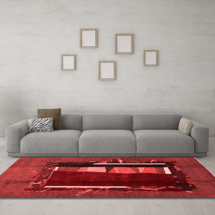Modern Red Washable Rugs