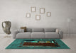 Machine Washable Abstract Turquoise Modern Area Rugs in a Living Room,, wshabs1883turq