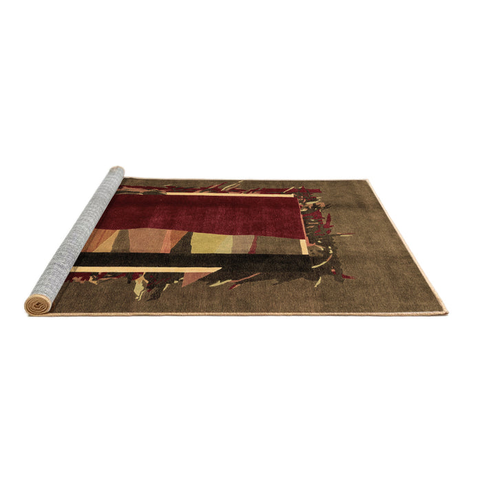 Sideview of Machine Washable Abstract Brown Modern Rug, wshabs1883brn