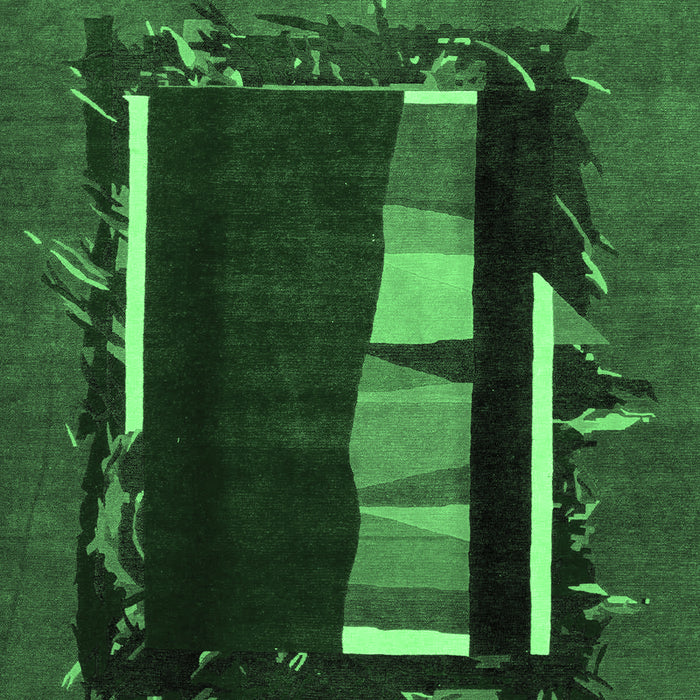 Machine Washable Abstract Emerald Green Modern Area Rugs, wshabs1883emgrn