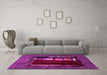 Machine Washable Abstract Pink Modern Rug in a Living Room, wshabs1883pnk