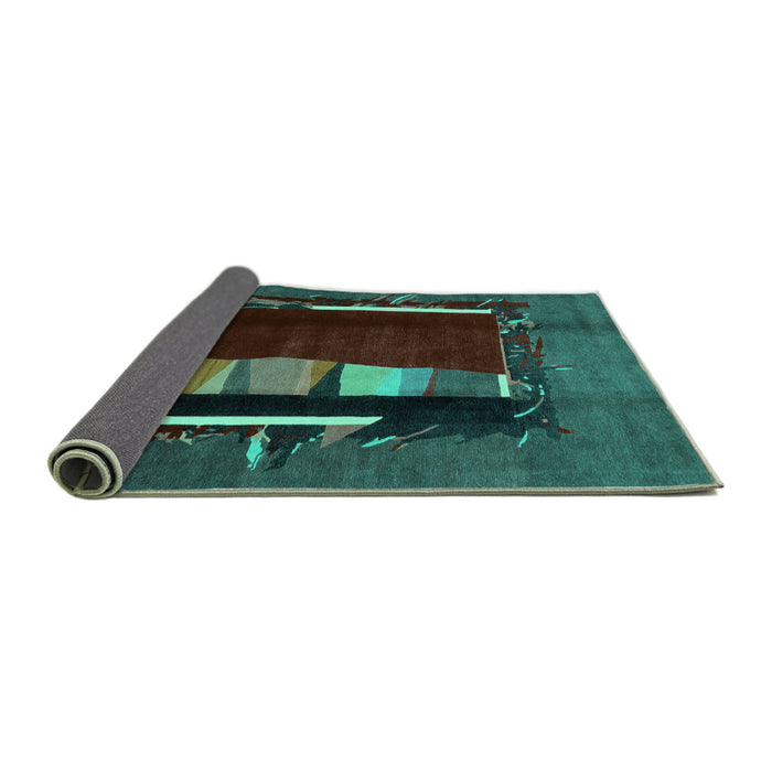 Sideview of Abstract Turquoise Modern Rug, abs1883turq