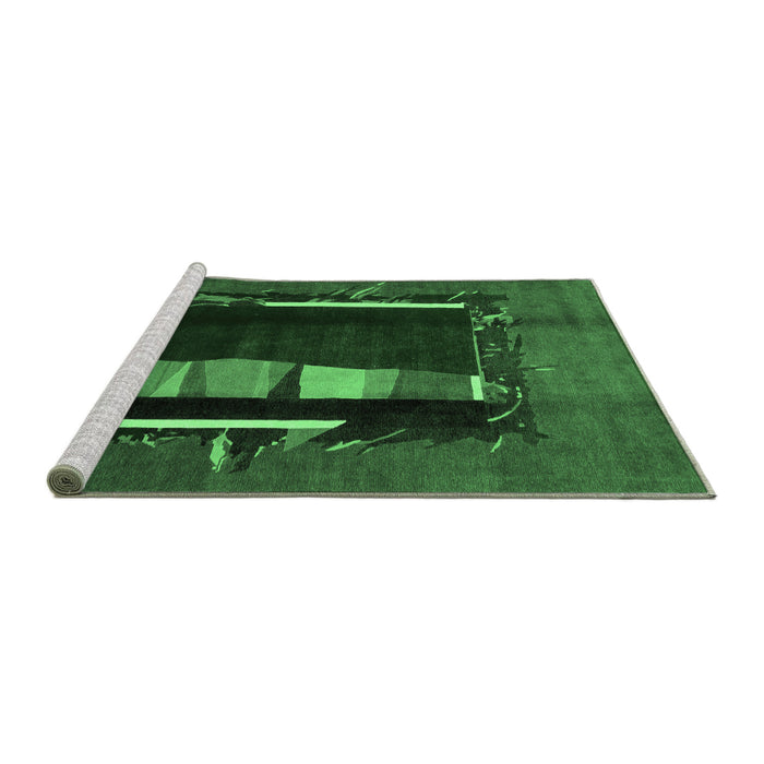 Sideview of Machine Washable Abstract Emerald Green Modern Area Rugs, wshabs1883emgrn
