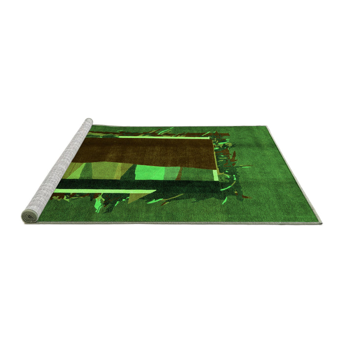 Sideview of Machine Washable Abstract Green Modern Area Rugs, wshabs1883grn