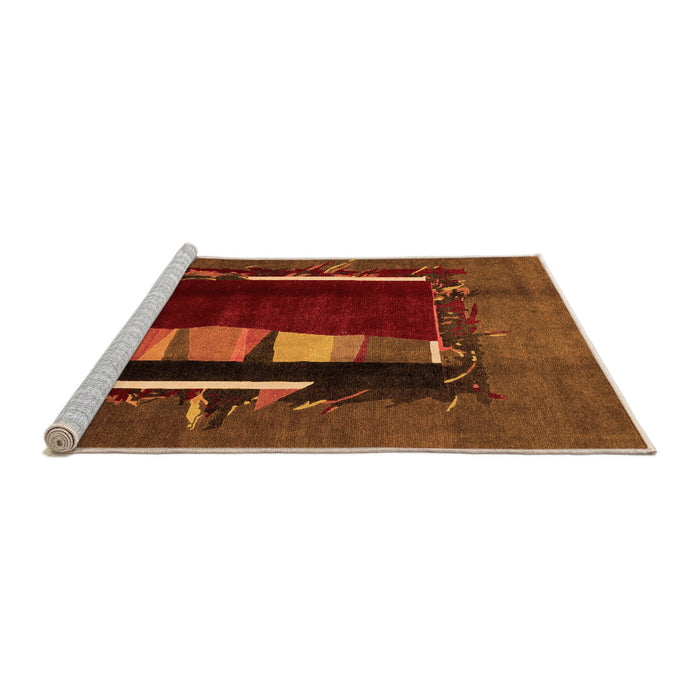 Sideview of Machine Washable Abstract Orange Modern Area Rugs, wshabs1883org