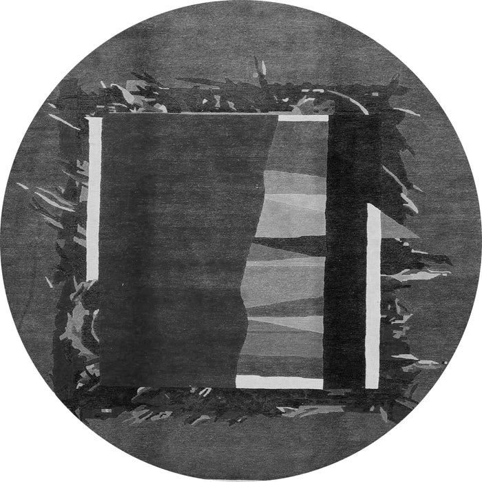 Round Abstract Gray Modern Rug, abs1883gry