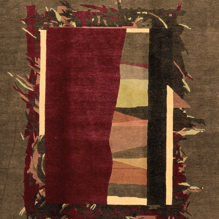 Machine Washable Abstract Brown Modern Rug, wshabs1883brn