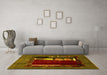 Machine Washable Abstract Yellow Modern Rug in a Living Room, wshabs1883yw