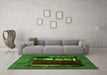 Machine Washable Abstract Green Modern Area Rugs in a Living Room,, wshabs1883grn