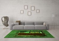 Machine Washable Abstract Green Modern Rug, wshabs1883grn