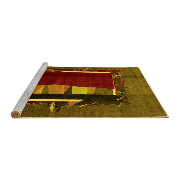 Sideview of Machine Washable Abstract Yellow Modern Rug, wshabs1883yw