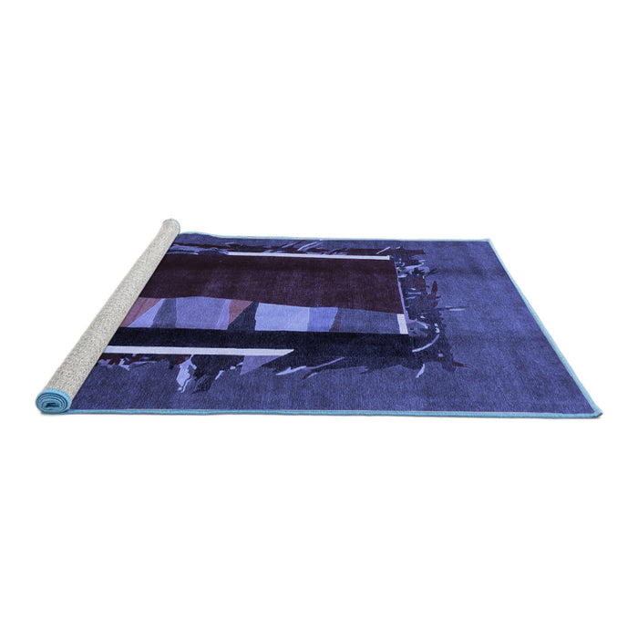 Sideview of Machine Washable Abstract Blue Modern Rug, wshabs1883blu