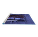 Sideview of Machine Washable Abstract Blue Modern Rug, wshabs1883blu