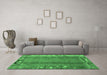 Machine Washable Abstract Emerald Green Modern Area Rugs in a Living Room,, wshabs1884emgrn