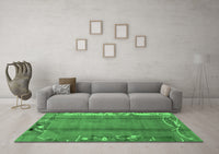 Machine Washable Abstract Emerald Green Modern Rug, wshabs1884emgrn