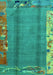 Machine Washable Abstract Turquoise Modern Area Rugs, wshabs1884turq