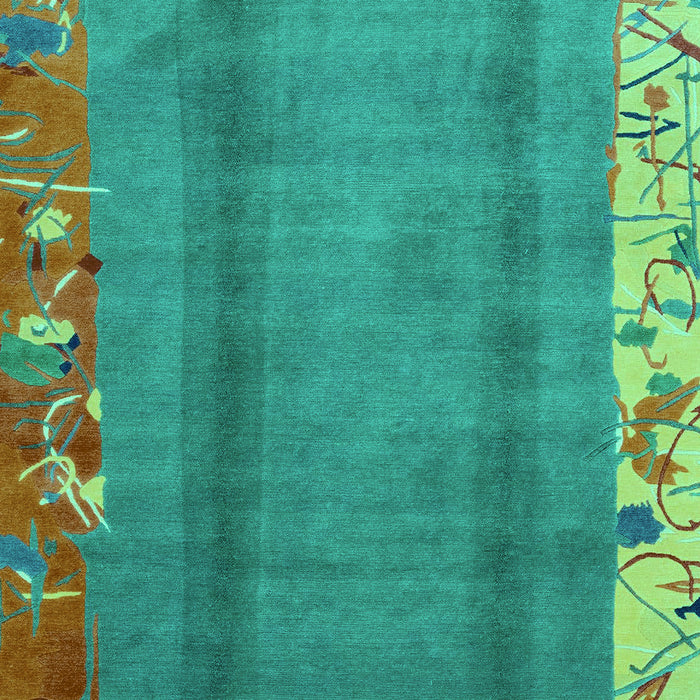 Machine Washable Abstract Turquoise Modern Area Rugs, wshabs1884turq