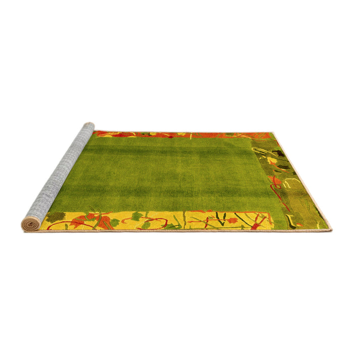 Sideview of Machine Washable Abstract Yellow Modern Rug, wshabs1884yw
