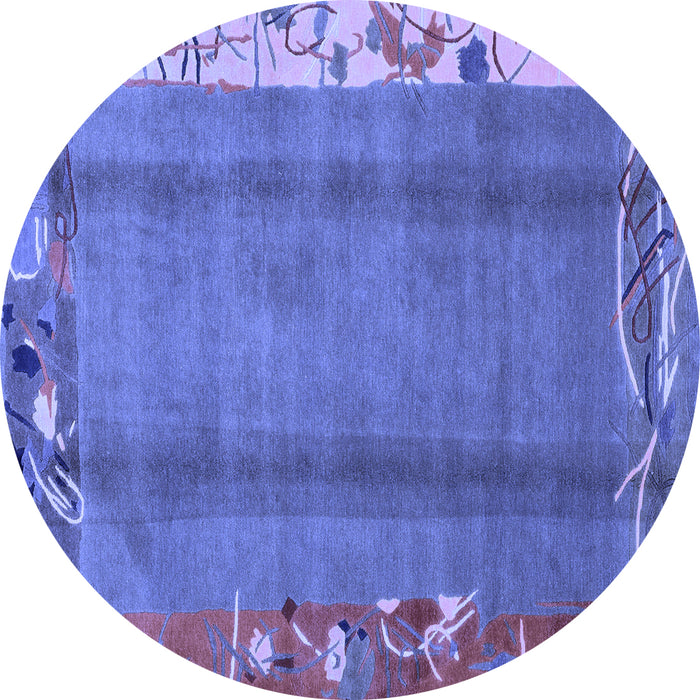 Round Machine Washable Abstract Blue Modern Rug, wshabs1884blu