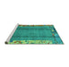 Sideview of Machine Washable Abstract Turquoise Modern Area Rugs, wshabs1884turq