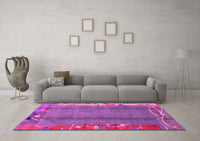 Machine Washable Abstract Pink Modern Rug, wshabs1884pnk