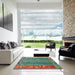 Square Abstract Carbon Gray Modern Rug in a Living Room, abs1884