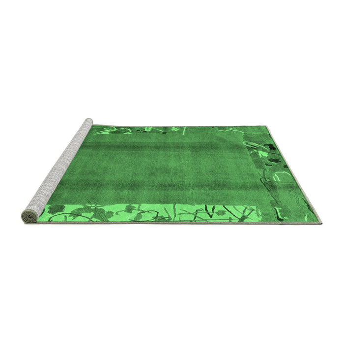 Sideview of Machine Washable Abstract Emerald Green Modern Area Rugs, wshabs1884emgrn