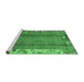 Sideview of Machine Washable Abstract Emerald Green Modern Area Rugs, wshabs1884emgrn