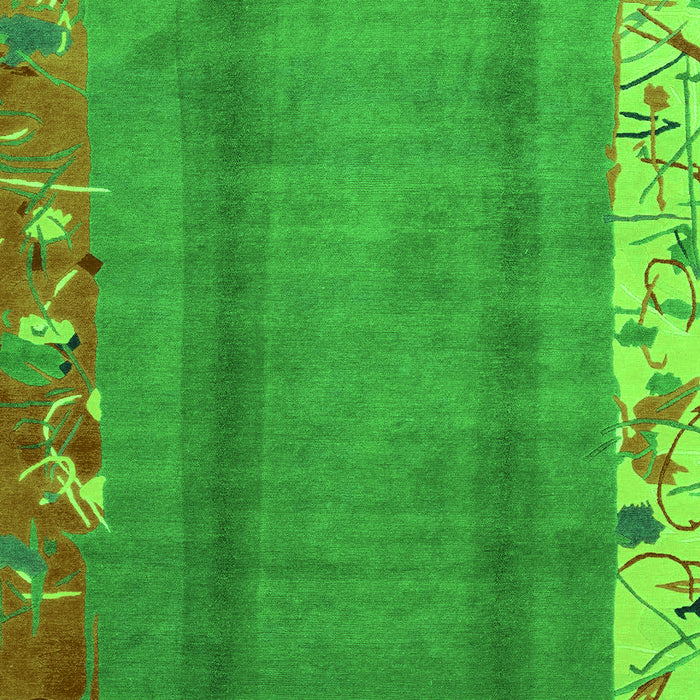 Machine Washable Abstract Green Modern Area Rugs, wshabs1884grn