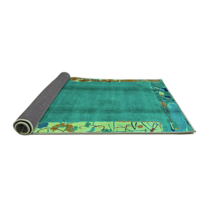 Sideview of Abstract Turquoise Modern Rug, abs1884turq