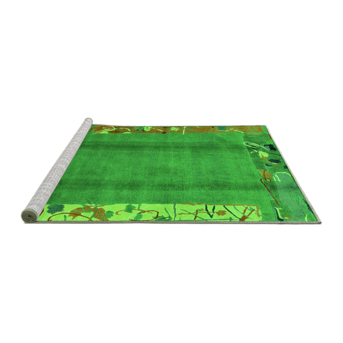 Sideview of Machine Washable Abstract Green Modern Area Rugs, wshabs1884grn