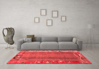 Machine Washable Abstract Red Modern Rug, wshabs1884red