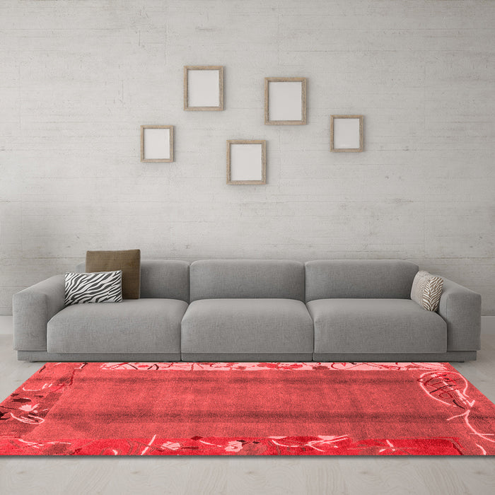 Modern Red Washable Rugs