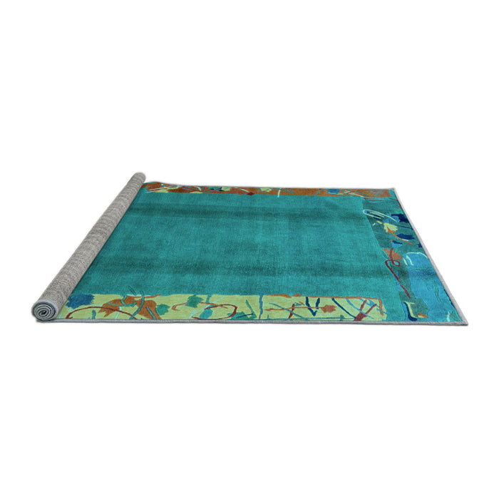 Sideview of Machine Washable Abstract Light Blue Modern Rug, wshabs1884lblu