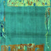 Square Abstract Turquoise Modern Rug, abs1884turq