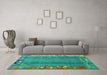 Machine Washable Abstract Turquoise Modern Area Rugs in a Living Room,, wshabs1884turq