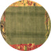 Round Abstract Brown Modern Rug, abs1884brn