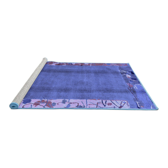 Sideview of Machine Washable Abstract Blue Modern Rug, wshabs1884blu