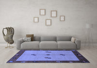 Machine Washable Abstract Blue Modern Rug, wshabs1885blu