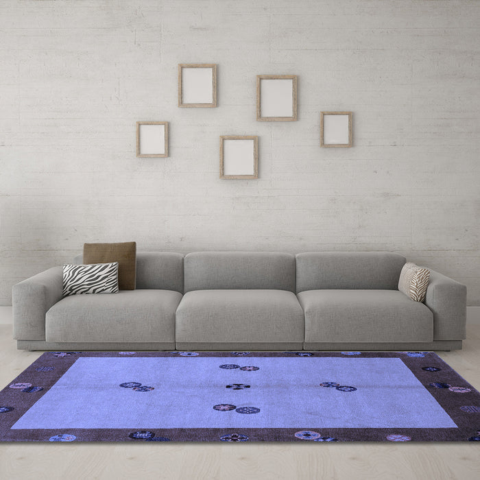 Machine Washable Abstract Blue Modern Rug in a Living Room, wshabs1885blu