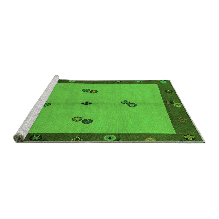 Sideview of Machine Washable Abstract Green Modern Area Rugs, wshabs1885grn